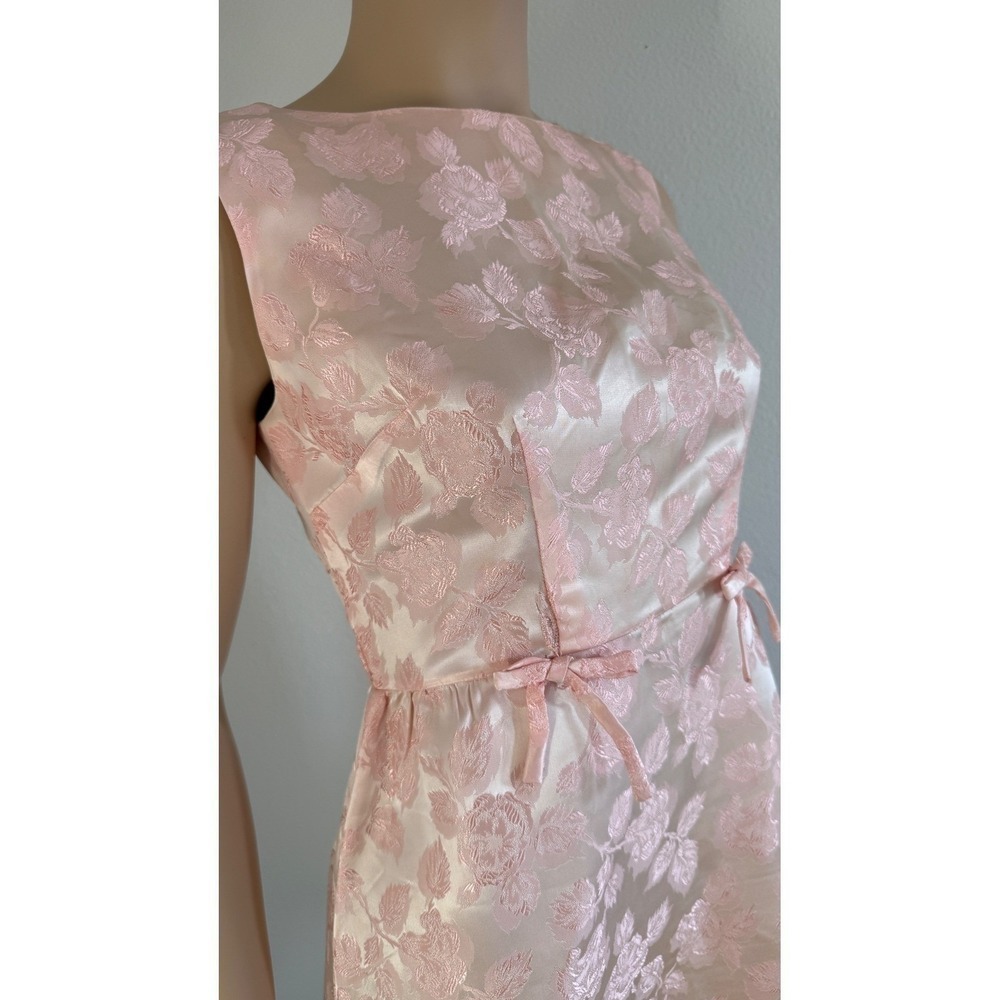 Vintage 60s Pink Damask Floral Dress and Jacket Set Home Sewn MCM Mod 2pc - Picture 8 of 16